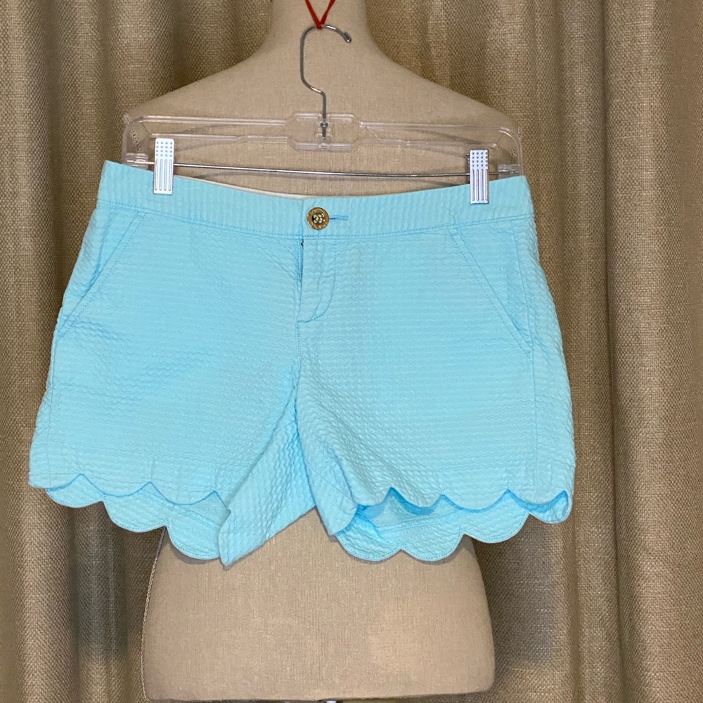 Lilly Pulitzer 5” Buttercup Scalloped Hem Shorts Sz 0 #23468
